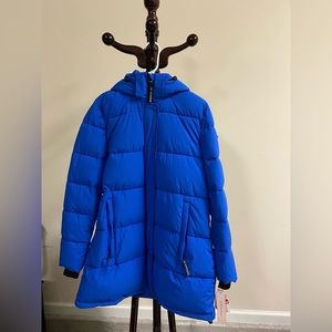 BCBGeneration Royal blue puffer hoodie Jacket Size Medium Ecofriendly